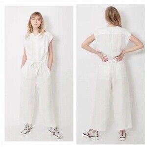 NSF Linen Jumpsuit Womens Size Medium White Wide Leg Lightweight Summer Revolve
